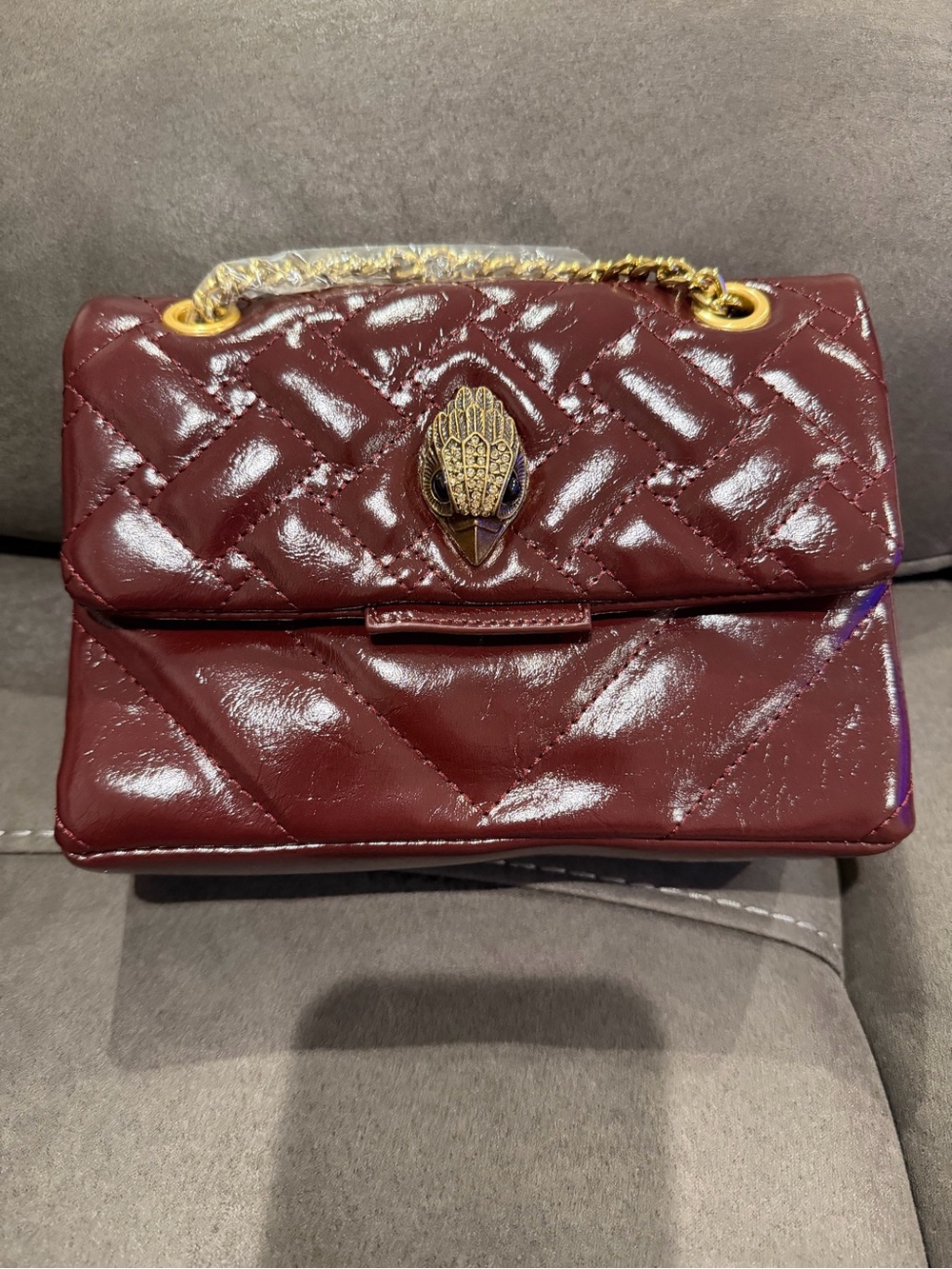 New Kurt geiger inspired Quilted Shoulder Bag in Deep Burgundy 9 in by 6.5 in - Picture 1 of 6